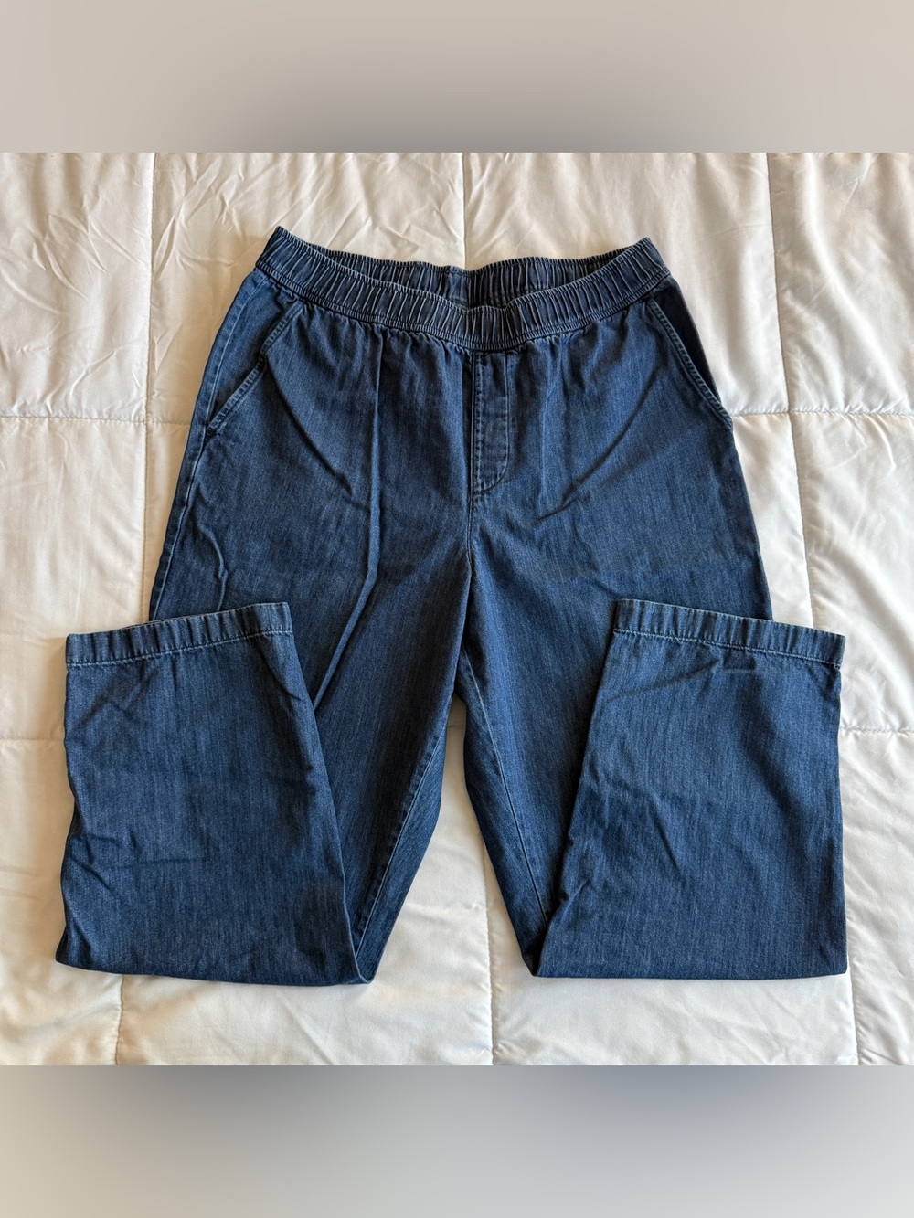Uniqlo Cotton Relaxed Ankle Pants Denim Blue